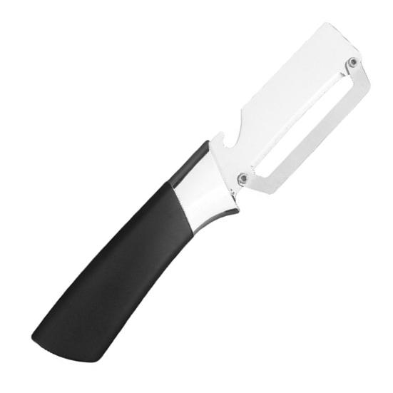 

Vegetable Peeler with Wood Handle 3-in-1 Stainless Steel Kitchen Tool Bottle Opener Ergonomic Rust-Proof Portable Camping Food Prep Tool