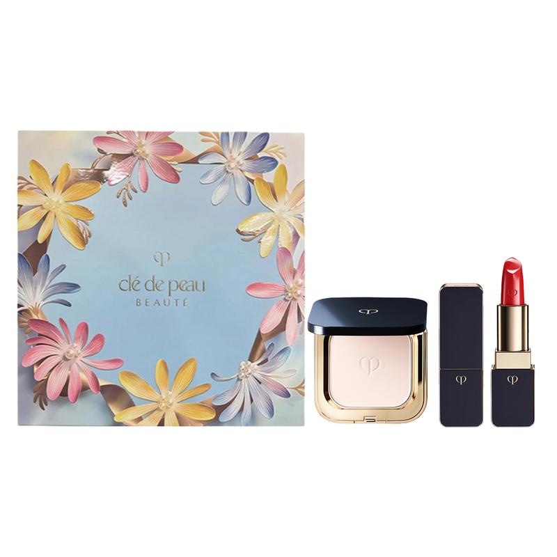 CPB Key to Skin Makeup Set Easy to Color Doesn’t Take Off + Two-piece set: Glowing Powder and Gold Mist Lipstick #103 золотой