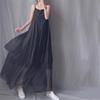 2025 Women's Summer Cotton-Linen Sleeveless Dress: New Literary Style, Mid-Length, Irregular Swing Skirt