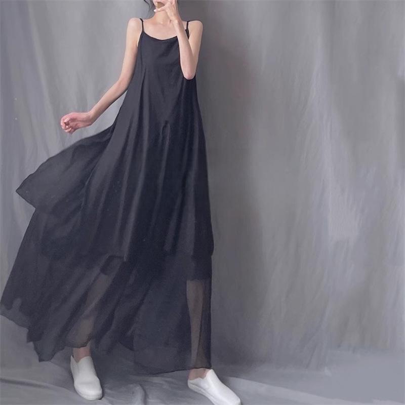 2025 Women's Summer Cotton-Linen Sleeveless Dress: New Literary Style, Mid-Length, Irregular Swing Skirt