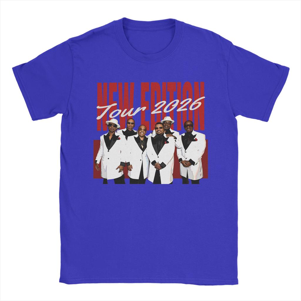 New Edition Way Tour 2026 Vintage RB Concert Graphic Printing T Shirt for Men Women Pure Cotton Tee Shirt Clothing