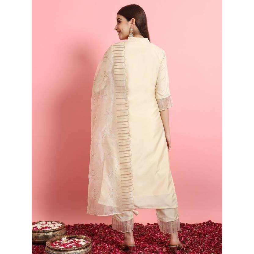 Women Designer Silk Blend Kurta Pant Dupatta Set Party Wear Top Tunic Kurti SC-2121