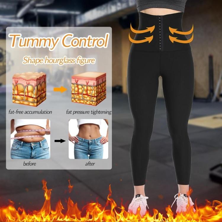 Damer Bantande Thermo Svettbyxor Magkontroll Träningsleggings Kroppsformare Träning Bastu Kompr Byxor