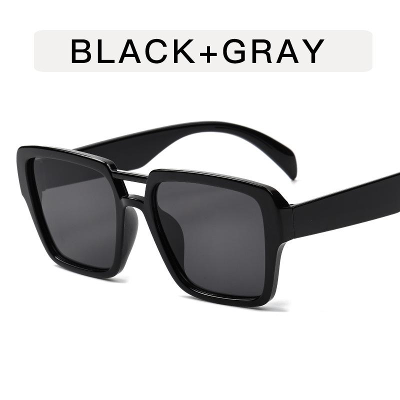 

Square Shape Double Bridge Sunglasses Man Korean Fashion Anti-glare Sun Glasses Women High Quality Driving Sunglass черный серый