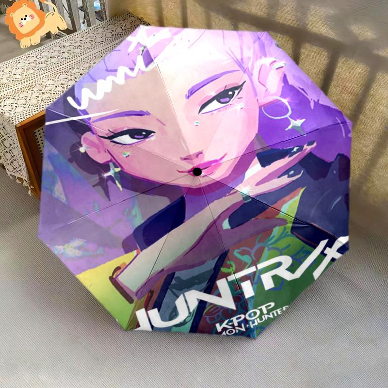K-Pop Demon Hunters: Urban Fantasy Adventure Folding Umbrella Travel Suitable for All Seasons Three Folds Sun Umbrella Sun Umbrella