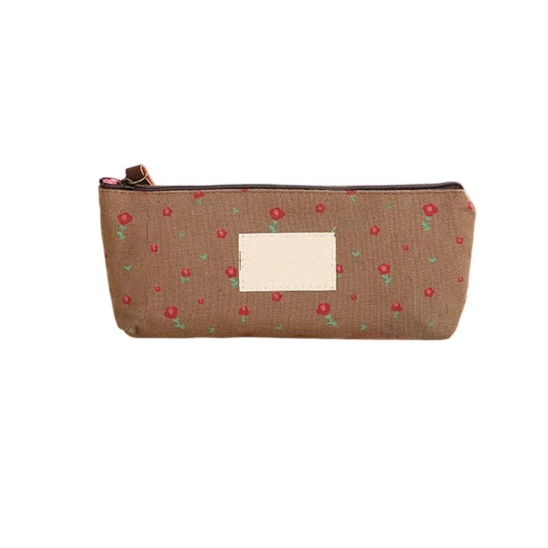 Student Pencil Bag Canvas Pencil Case Floral Pen Bag Pencil Box For Organizing School Supplies
