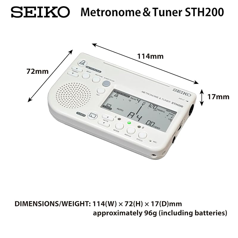 SEIKO Metronome & Tuner White Pickup Microphone - 2-Piece Set Special Pack STH200WHSP