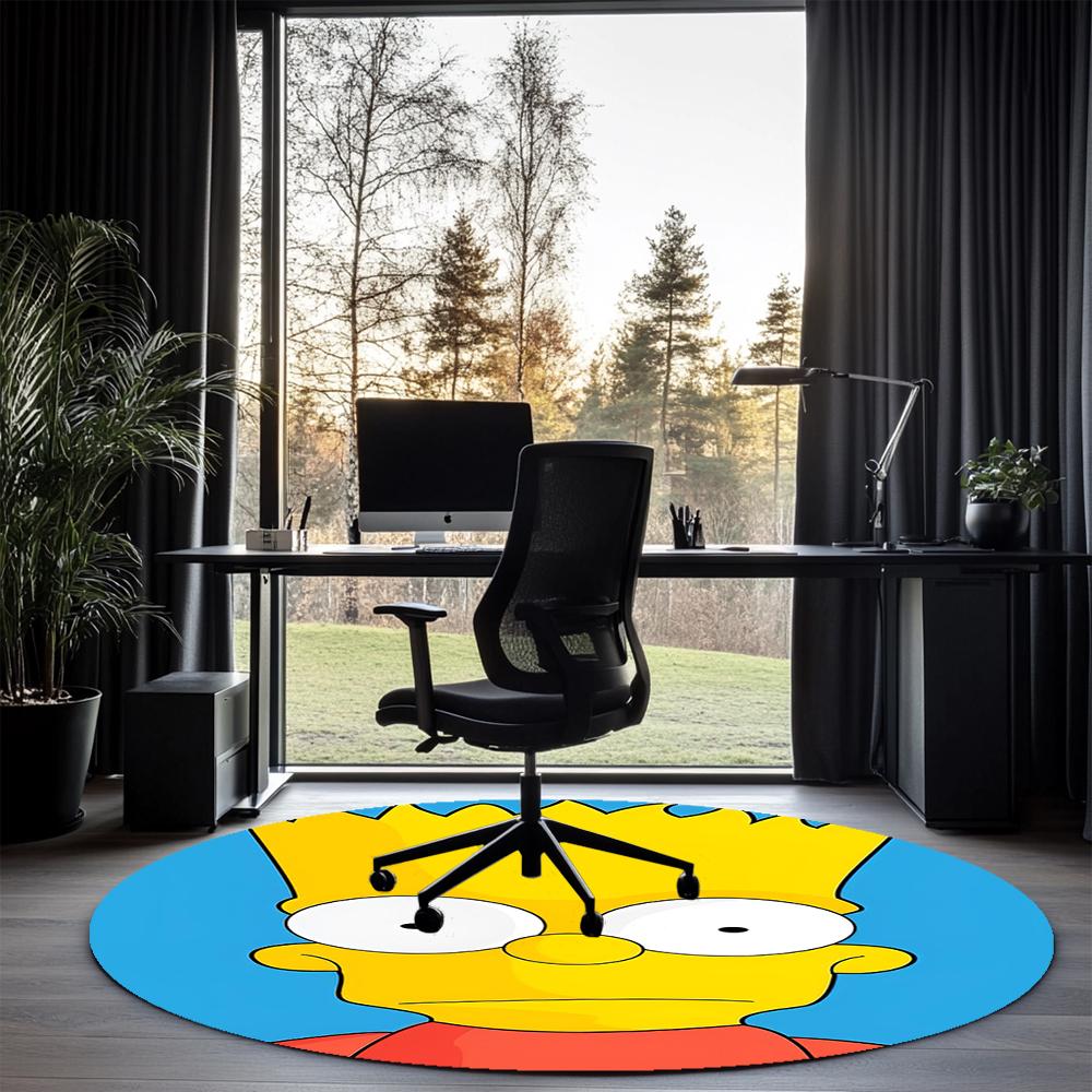 THE SIMPSONS Printed Round Rug Carpet Chair Rug Area Rug Entryway Doormats,for Office Chair Living Room Bedroom Kitchen Room.