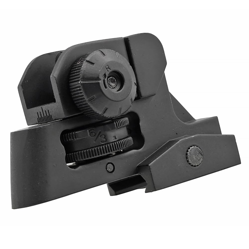 CYMA CY-M015 LMT Tactical Rear Sight, Compatible with 20mm Rails, Full Metal Replica, Zero & Peep Switchable, Black