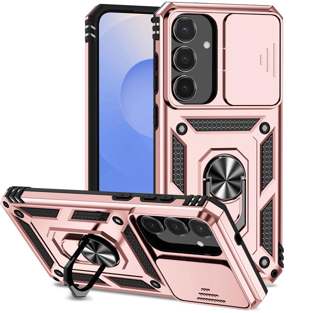 For Samsung Galaxy S25 FE 5G Case Slide Camera Lens Armor Phone Case For GalaxyS25 S25FE Magnetic Holder Ring Protect Cover