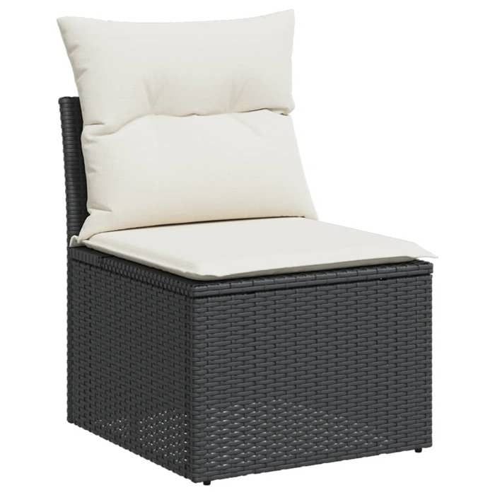 VidaXL Salon de Jardin avec Coussins 8 pcs, Canapés de Terrasse, Ensemble de Meubles de Patio, Mobilier d'Extérieur, Noir 3224915