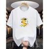 European sizes Men'S T-Shirt with a Crown Dollar Sign And The Slogan 'Wealth King', Featuring a Money Print, Short Sleeves, Casual Top
