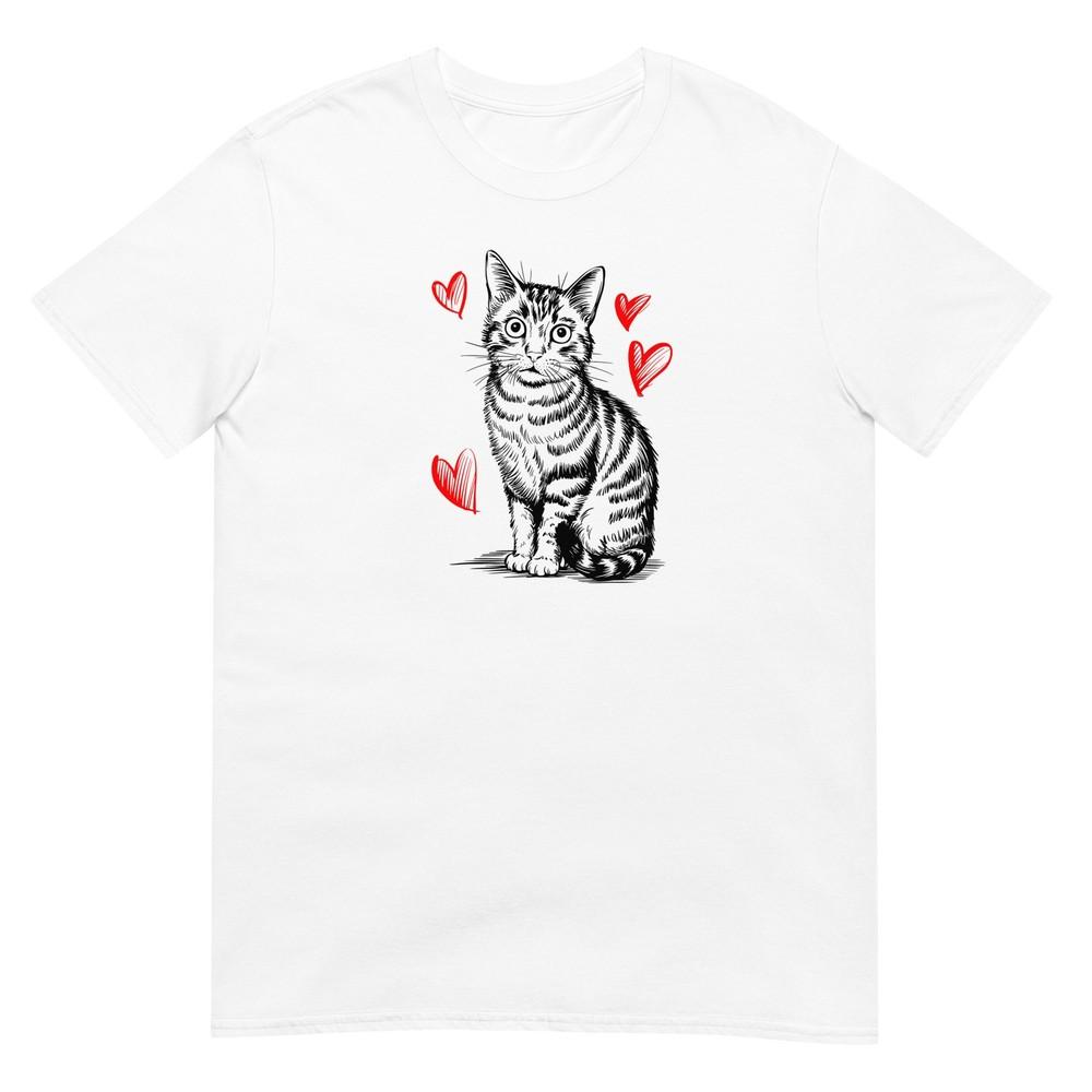 Cat Tshirt Funny Tee Red Heart Lover Pet TShirt Unisex Design Unisex T-Shirt XXXXL