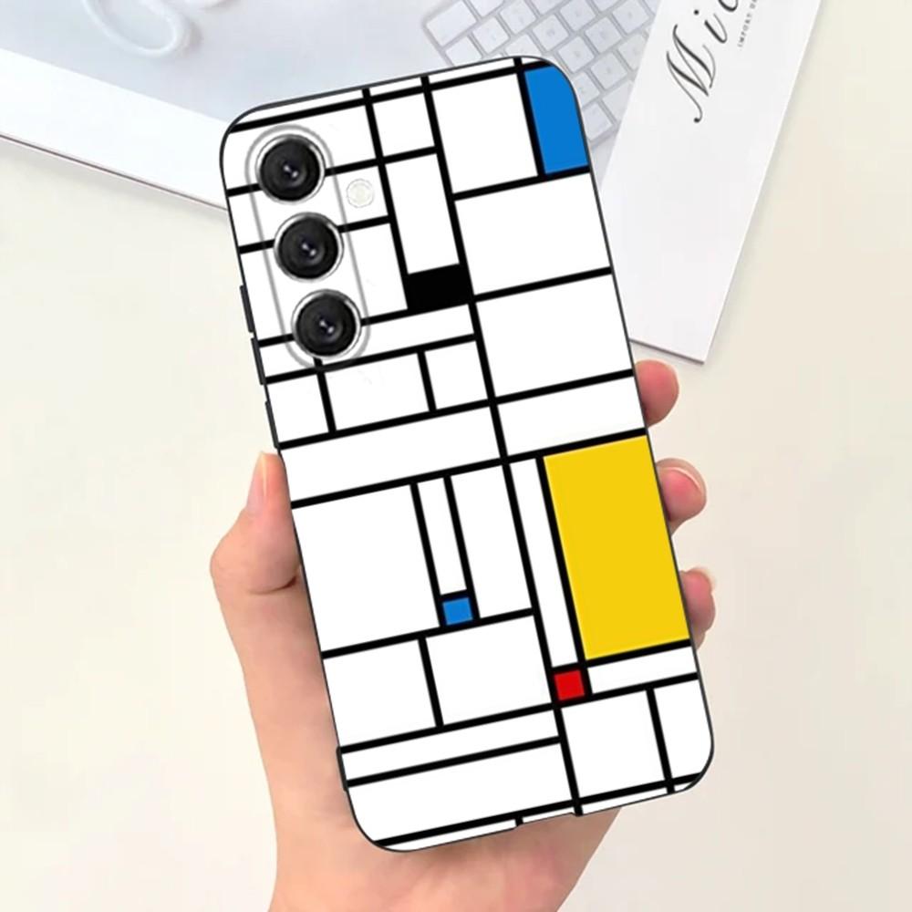 TOPLBPCS Mondrian Grid Phone Case For Samsung S21,S22 Ultra,S20,S30 plus,S22 plus,S23,S30 ultra 5G Silicone Cover
