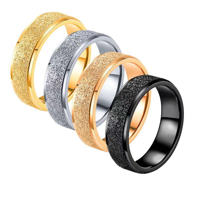 Women's Simple Fashion Frosted Titanium Steel Couple Ring