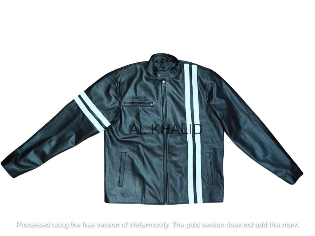 Leather Stylish Motorcycle Casual Men's Jacket Black Handmade  Genuine Lambskin