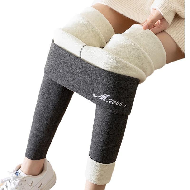 Lamb Wool Thermal Pants Wear German Velvet Inside and Outside, Autumn and Winter High-waisted Tight-fitting Cold-proof Legged Cotton Pants