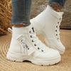 Fashion Warm Plush Waterproof Thick Bottom Snow Boots Women 2025 Winter Fluffy Fur Lace Up Ankle Boots Non Slip Woman's Hiking Shoes 43