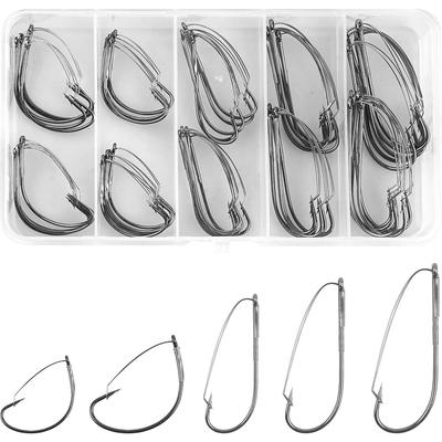 50 Stück Wacky Weedless Haken Barsch Angelhaken Weite Öffnung Wacky Wurm Angelhaken für Wacky Rig Wurmköder Süßwasser Salzwasser