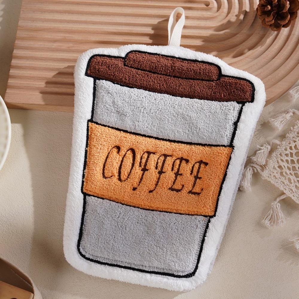 

Coffee Print Small Towels Tableware Cleaning Hanging Towel New Hand Towel 1