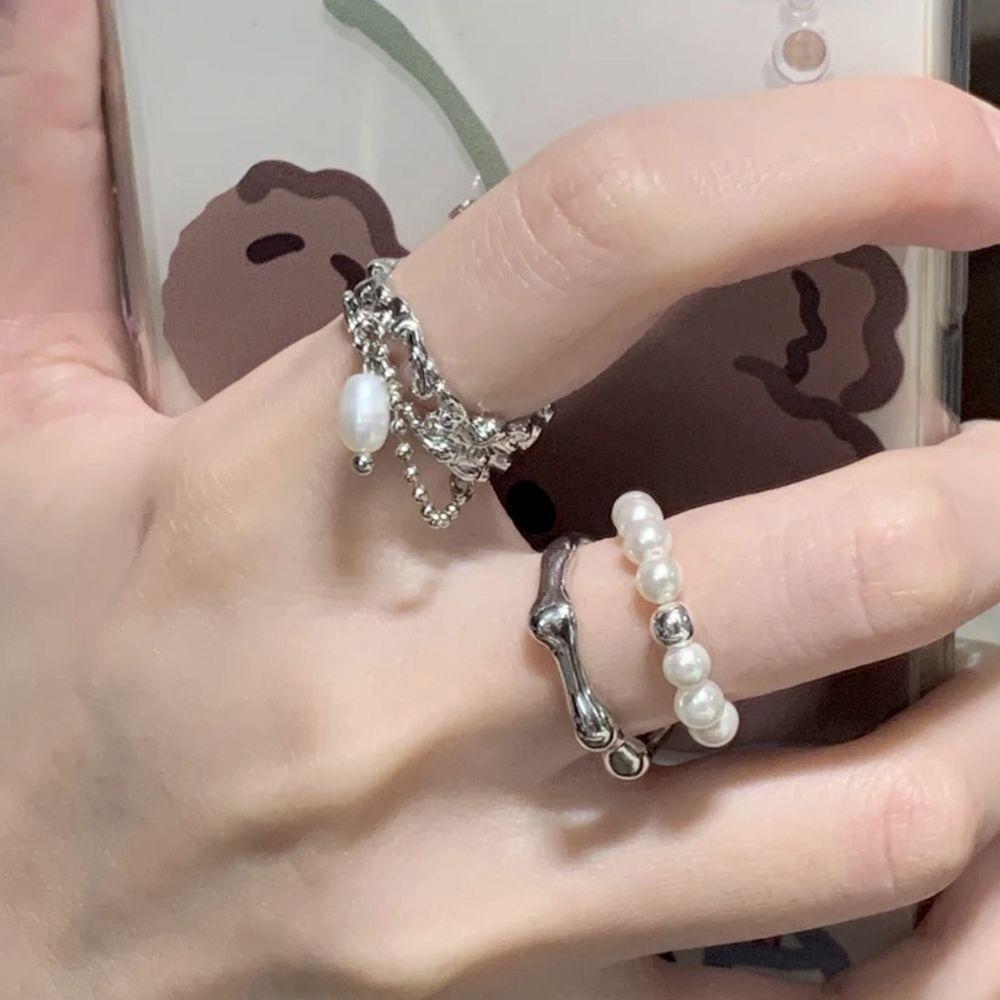 Girls Jewelry Gifts Baroque Pearl Index Finger Ring Women Rings Adjustable Open Ring Korean Style