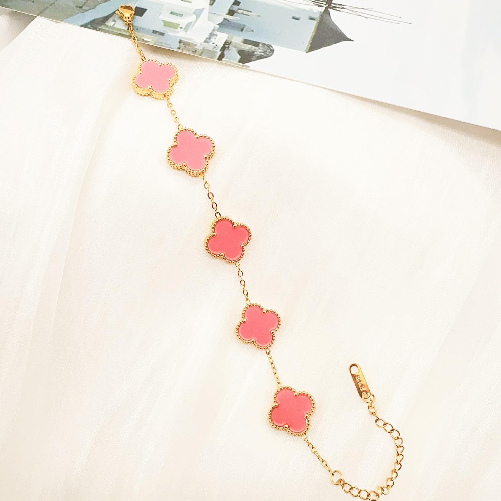 

15 мм титановая сталь 18K счастливый четырехлистный клевер браслет женский не тускнеющий модный браслет ювелирные изделия