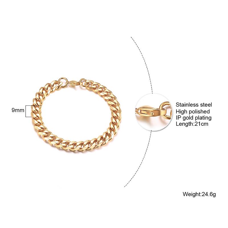 Vnox Mens Simple 3 -11mm Stainless Steel Curb Cuban Link Chain Bracelets For Women Unisex Wrist Jewelry Gifts