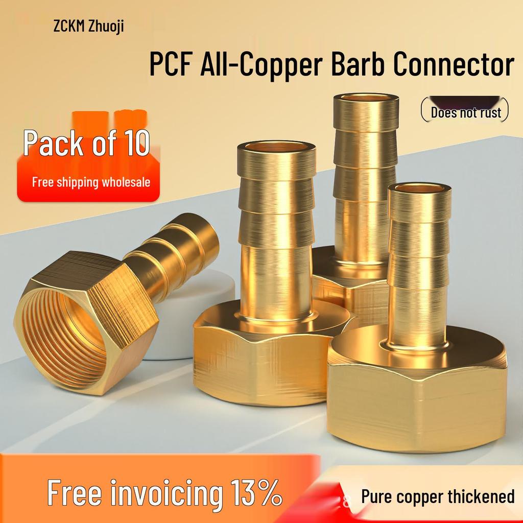 Zhuoji Brass Tower 4-Point Water/Air Pipe Connector, 6-Point Fittings, Inner/Outer Thread, Gas/Soft Hose Nozzle