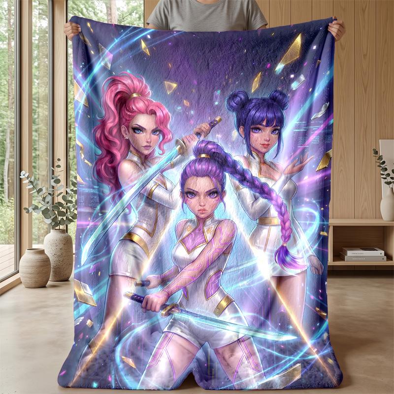 Energetic Cosmic Trio Theme Blanket Lightweight Warm Flannel Blanket Decorative Throw Blanket for Home Decoration