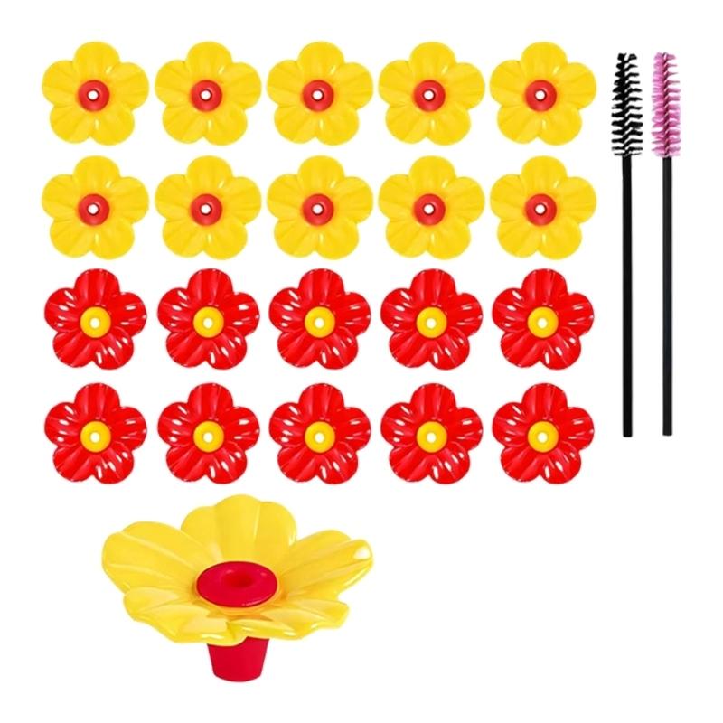 Set Of 20 Colorful Colored Hummingbird Feeder Flower Attachments Replacement Suitable for Most Feeders Bird Feeding