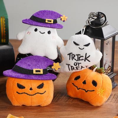 Pumpkin Ghost Keychain Cute Plush Halloween Pendant Bag Charm Soft Stuffed Ornament for Kids Party Favor Gift