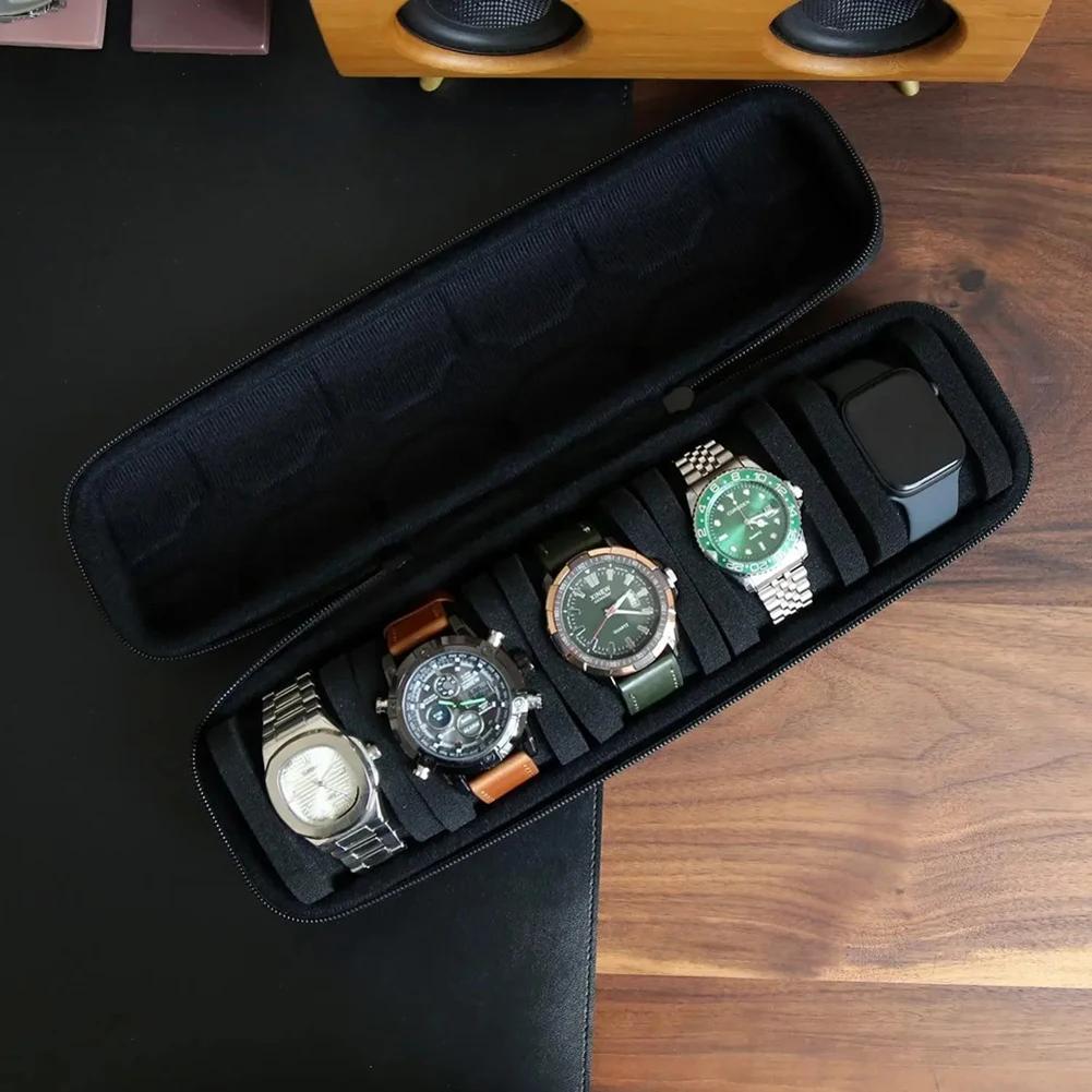 5 Fächer Hartschalen Uhrenaufbewahrungsbox, Tragekoffer, Display-Organizer, Uhrenbox Halter Vitrine