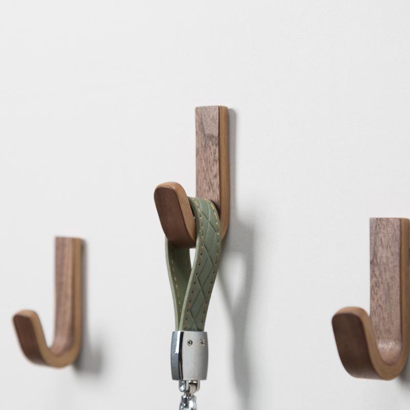 Black Walnut No-Drill Adhesive Coat & Hat Hook - Personalized Bathroom Design