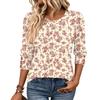 T-shirt da Donna alla Moda a Manica a Tre Quarti con Girocollo Top Casual per l'Uso Quotidiano