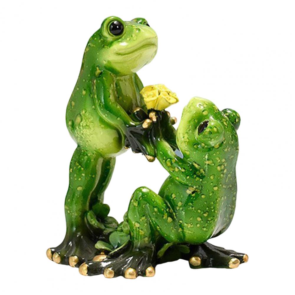 Cartoon Couple Frog Figurine Yoga Frog Statue Resin Sports Frog Sculpture Home Office Desktop Decoration Ornament