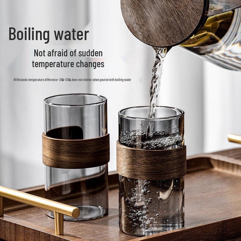 QINJI New Chinese Style Heat-Resistant Glass Teacup Set