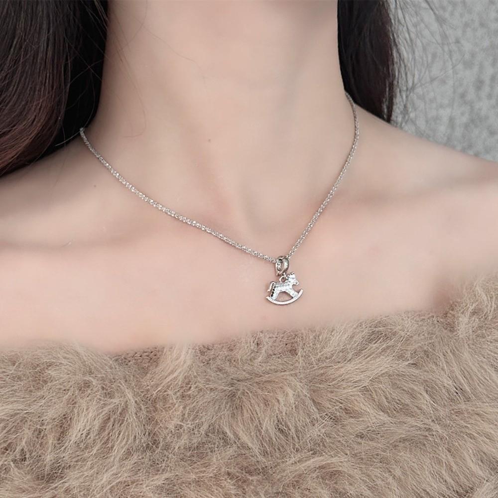 Модные регулируемые ожерелья с лошадью, красочный изысканный кулон в виде лошади, аксессуары-цепочки для ключицы с лошадью