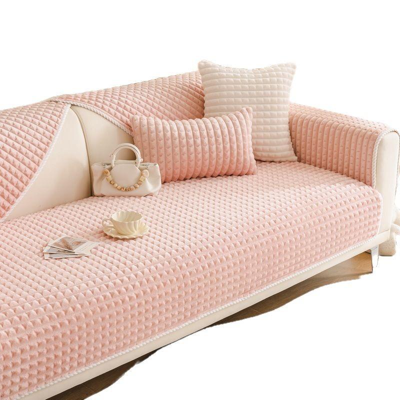 Flannel Sofa Cushion Winter Thickened Plush Warm Non-Slip Seat Cushion Leather Sofa Cover  New Cover