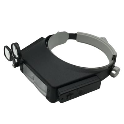 Head Mount Magnifier with 2Led Professional Jewelers Loupe Lights Bracket and Headbands for Close Work