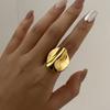 Stainless Steel Gold Plated Rings For Women Hammered Textured Love Heart Butterfly Irregular Wide Open Finger Ring Boho Jewelry