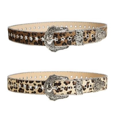 Stylish Leopard Print PU Leather Belts Adjustable Waistband For Casual Outfits Durability Light Weight Accessory