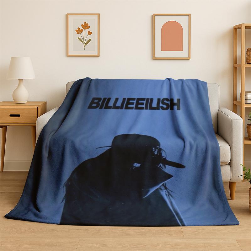 3D Billie Eilish Singer Star Flannel Blanket Soft Warm Throw Blanket for Bedroom Living Room Bed Travel Camping Picnic Gift