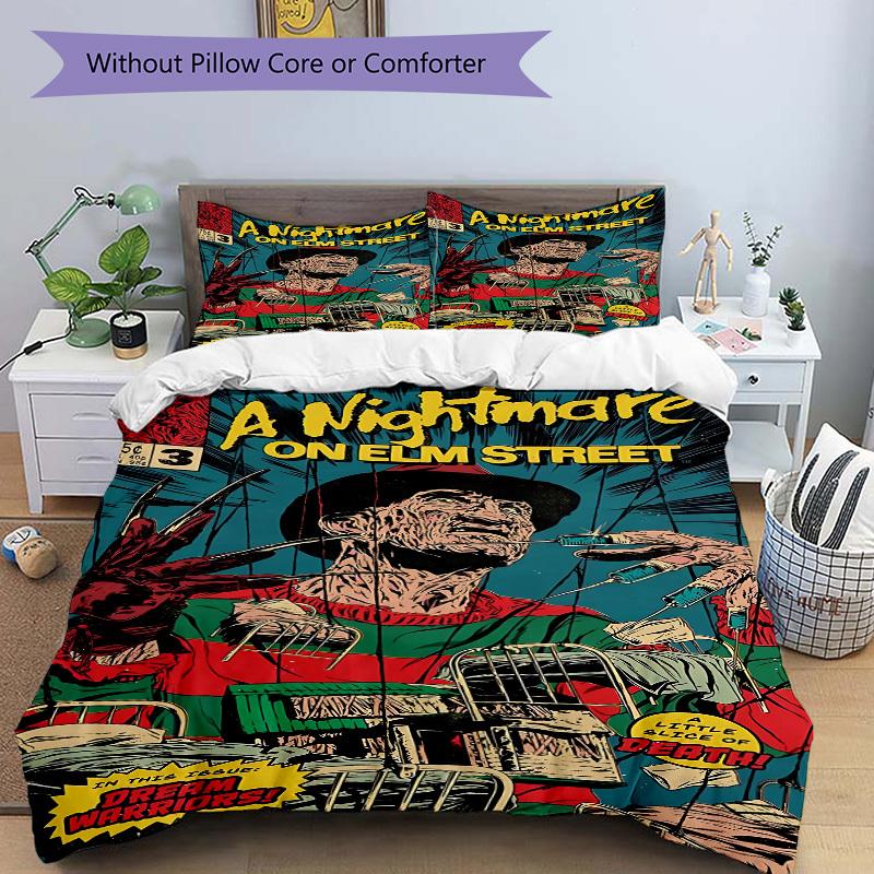 3pcs Nightmare On Elm Street Duvet Cover Set - Machine Washable, Includes 1 Duvet Cover and 2 Pillowcases, No Core Included Yy251022187