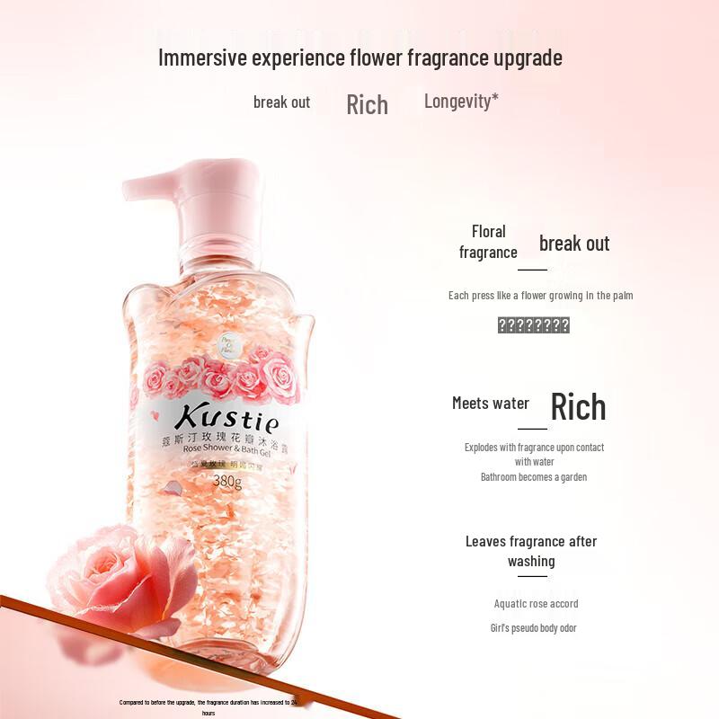 Kustie New Upgraded Rose Petal Shower Gel
