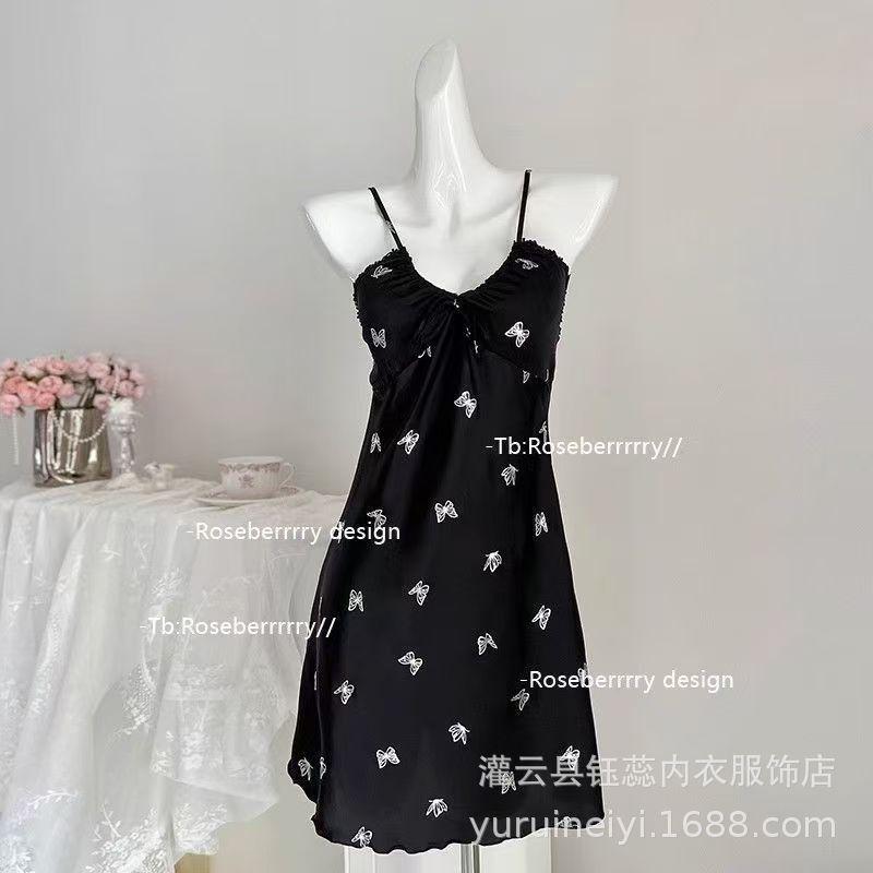 

Lace pure desire sexy nightdress relief flower super fairy chest pad suspenders Internet celebrity nightdress adult pajamas one size fits all 【40-60kg】