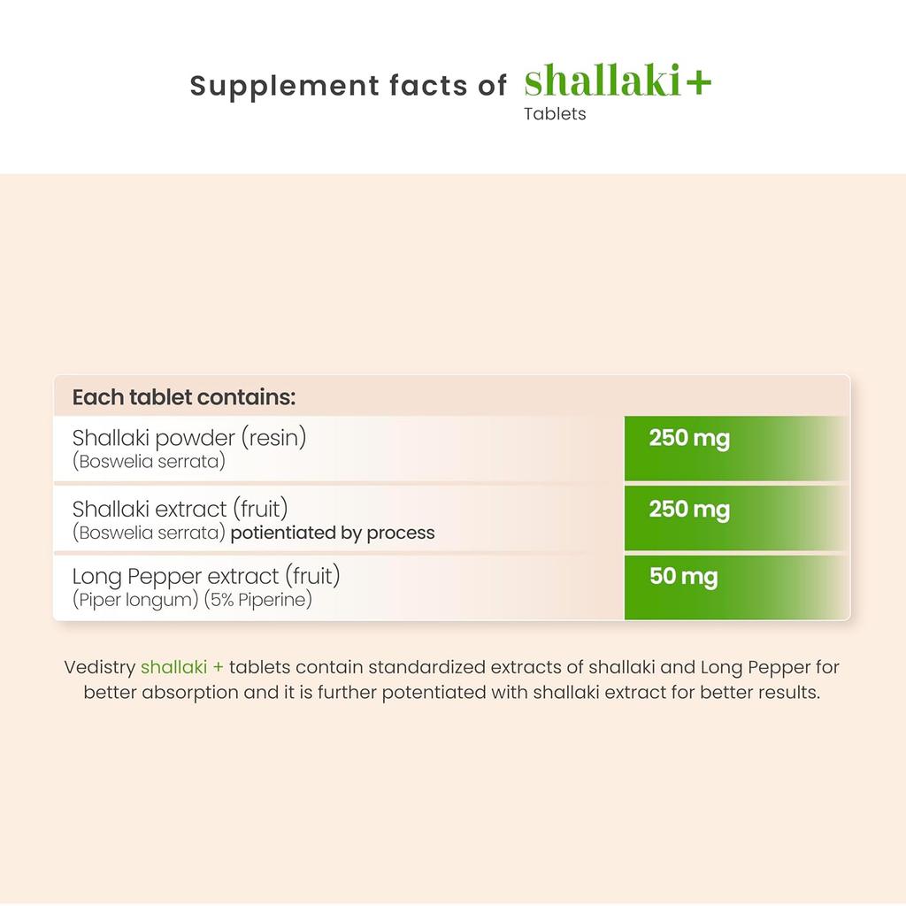 Vedistry Shallaki+ Tablets Ayurvedic Joint Mobility Support With Boswellia And Piperine For Flexible Movement Support 60 Tablets Pack Of 2