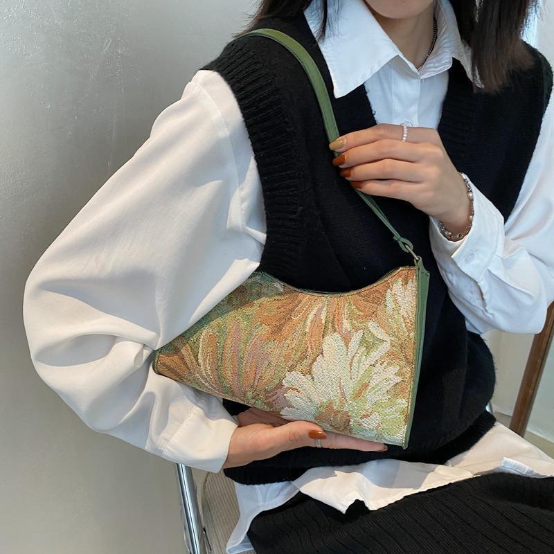 Trendige Herbst-Schultertaschen für Damen mit, Einfache Designs im Ölgemälde-Stil, Perfekt für Reisen als kleine Tragetaschen oder Geldbörsen