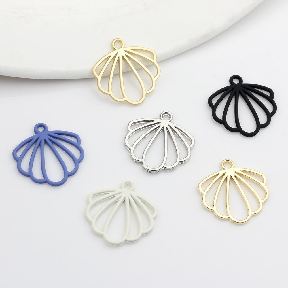 5Pcs Zinc Alloy Scallop Charms Hollow Out DIY Jewelry Earring Making Accessories Scallop Pendant