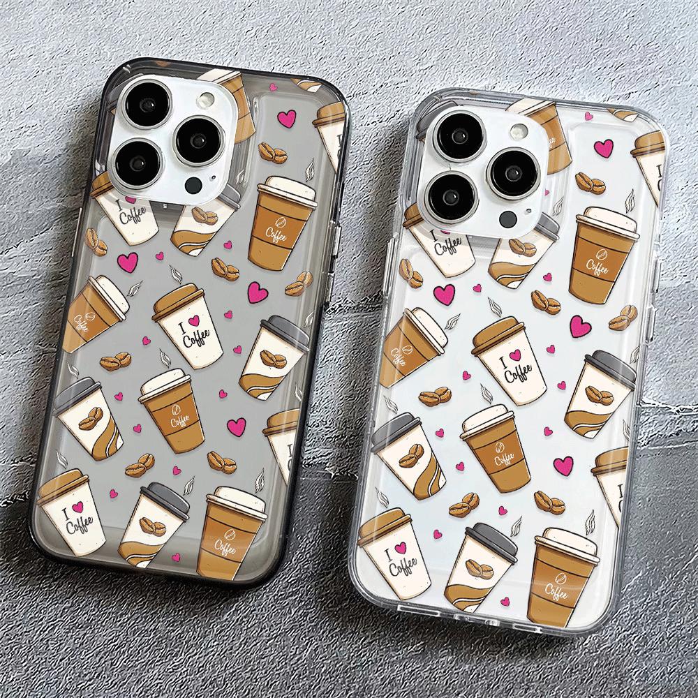 Love Milk Tea Cup Phone Case iPhone 15 Pro Max 11 12 13 16 14 Plus 7 8 XS Silicone Shockproof Case Lens Protector Shell