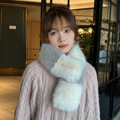 New Colored Scarf Autumn/Winter Faux Fur Fox Hair Warm and Versatile Edition Scarf Thickened Fur Collar
